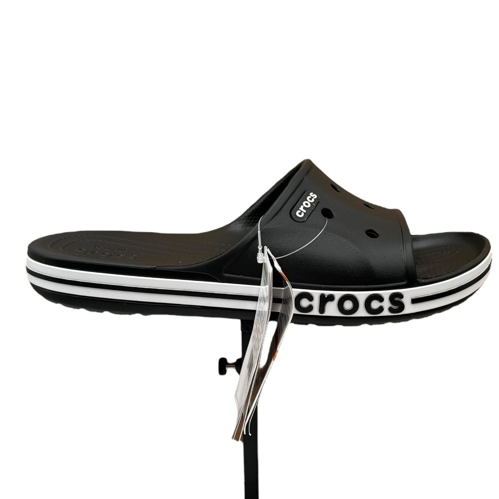Crocs Bayaband Mens Slide Sandals Size 9 Black White Water‎ Friendly Lightweight
